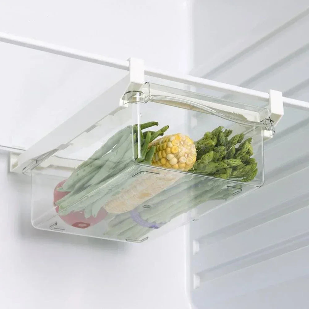 Transparent Fridge Organizer Fruit Egg Refrigerator Storage Box Under-shelf Refrigerator Drawer Box Fresh-keep Kitchen Organizer