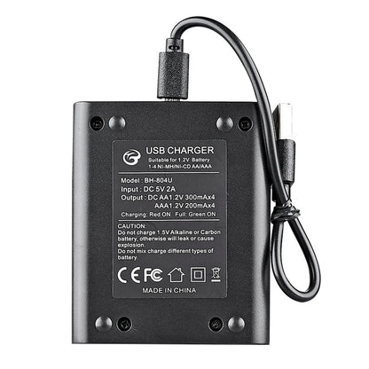 Battery Charger 4 Slot Intelligent Fast Charge With LED Indicator For 1.2V NiMH NiCd AAA/AA Rechargeable Batteries USB Charger