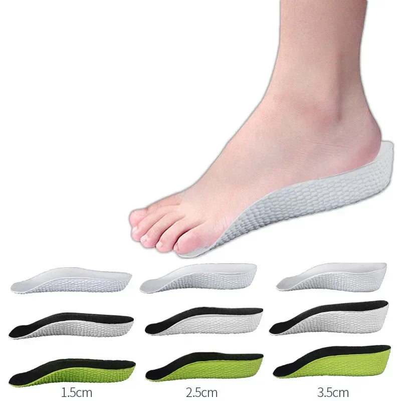 1 Pair Breathable Half Insole Heighten Heel Insert Sport Shoes Pad Cushion Unisex Height Increase Insoles Shoe Insoles 1.5-3.5cm