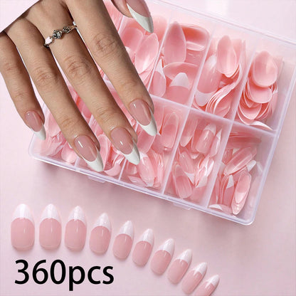 576pcs/Box Colorful Fake Nails Black Red Design Fake Nail Oval Short Square Press On False Nails Mixed Full Cover Nail Tips