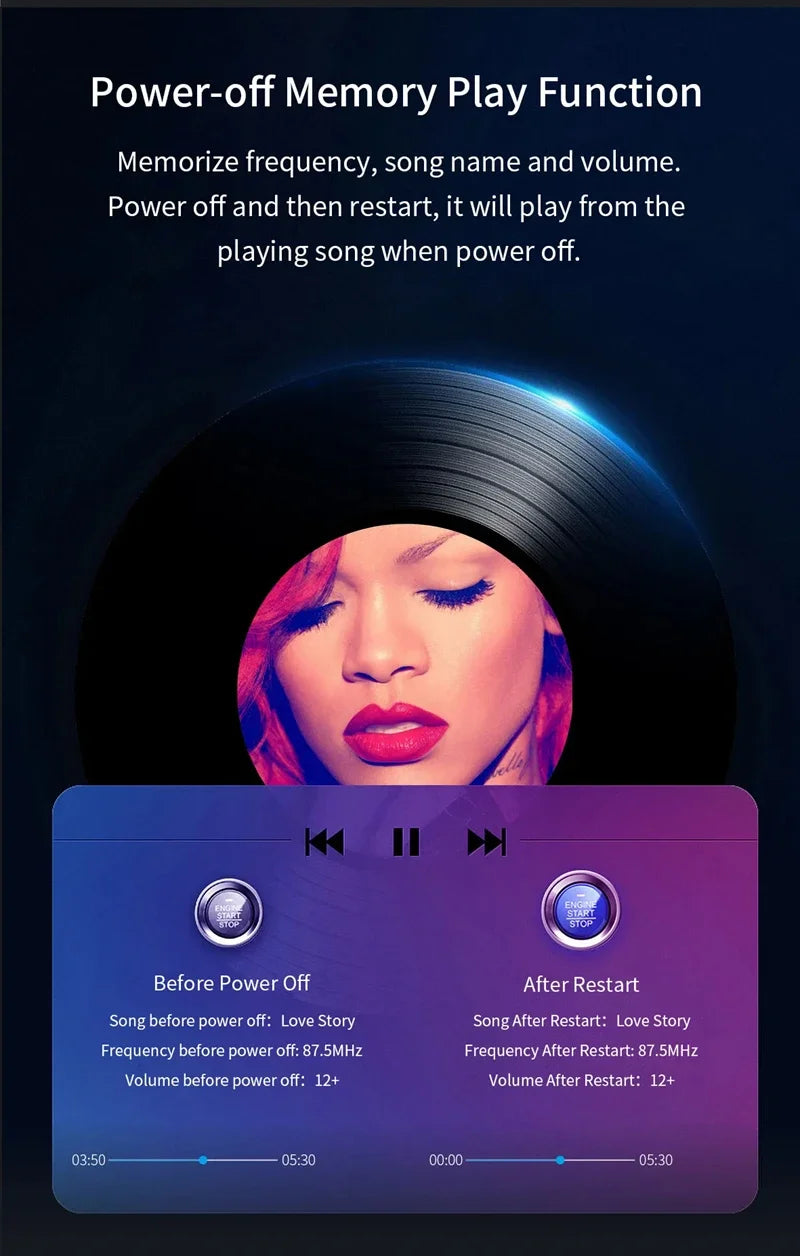 Xiaomi FM Transmitter Bluetooth 5.4 Hands-Free Portable Car AUX Radio Modulator MP3 Player with Fast Charging Adapter