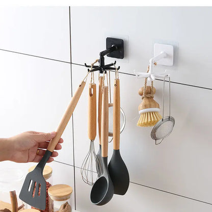 Kitchen Organizer Swivel Hooks Creative Hooks Hooks Hole-free Multifunctional Explosion Hooks Rotatable Dual-Use