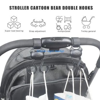090B Adjustable Strollers Accessory Hanger Clip Double Hook Designing Easy Installation No Tool Required for Busy Parents