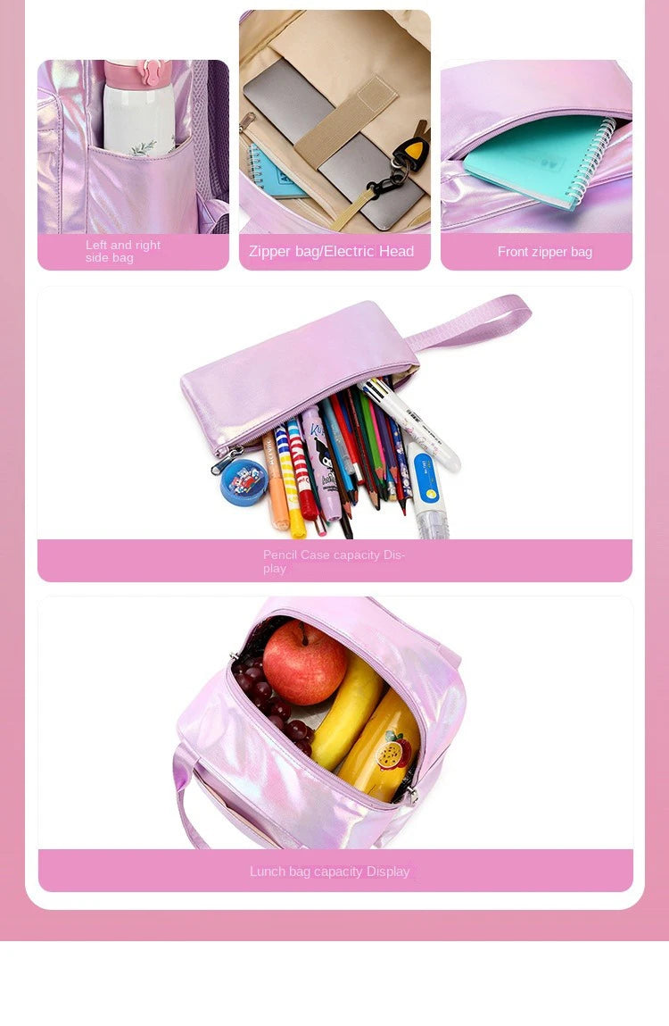 3 Pcs Set Children's School Bag Cute Student Backpacks for Teenager Girls Waterproof School bags With Lunch bag Pencil Case