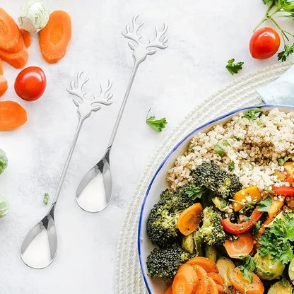 4/8pcsStainless steel elk spoon Home dessert spoon coffee spoon tea spoon Christmas elk design exquisite tableware