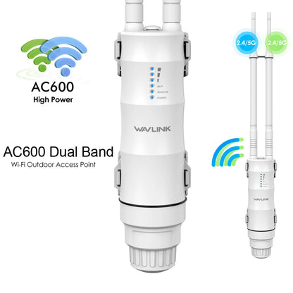 Wavlink Outdoor WiFi Range Extender Wireless Access Point Dual Band 2.4G+5Ghz High Power Wifi Router/Repeater Signal Booster POE