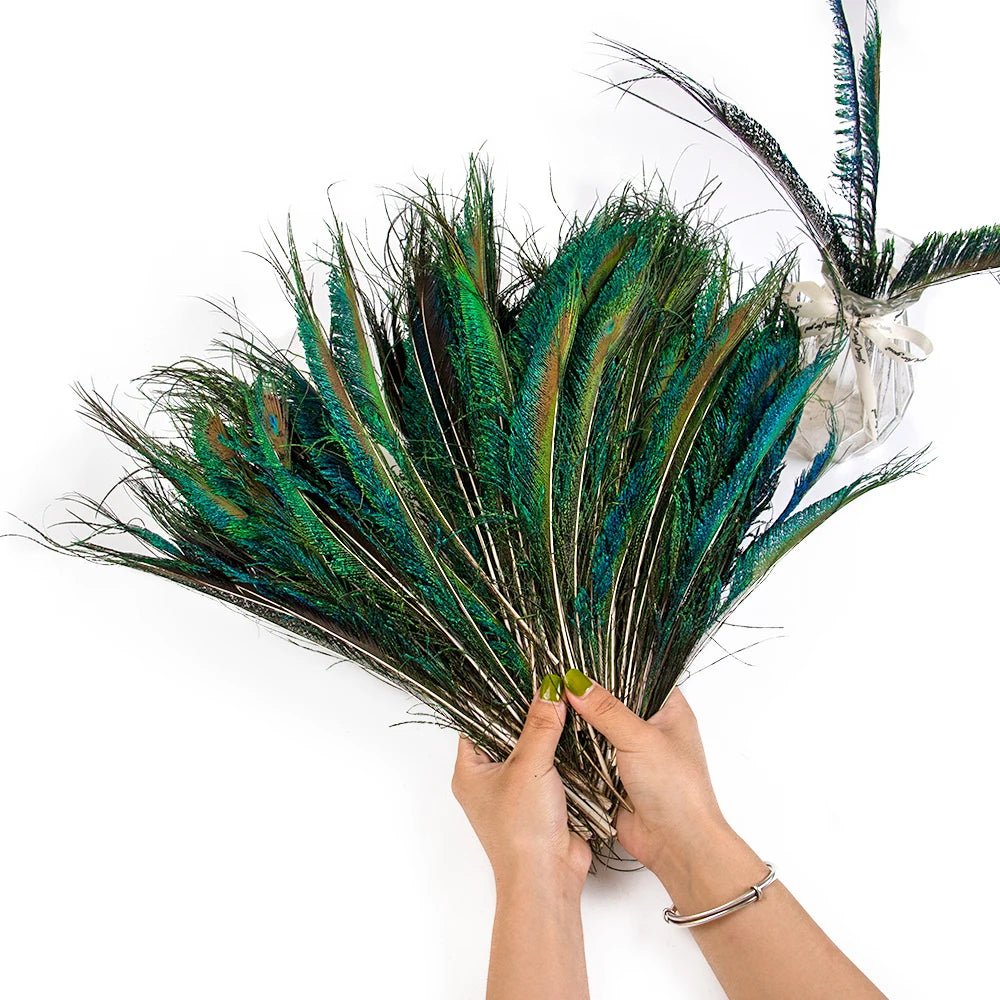 Natural Peacock Feathers 25-70cm for Crafts, Wedding Decorations, Home Décor, Fashion Accessories, and Party Decorations