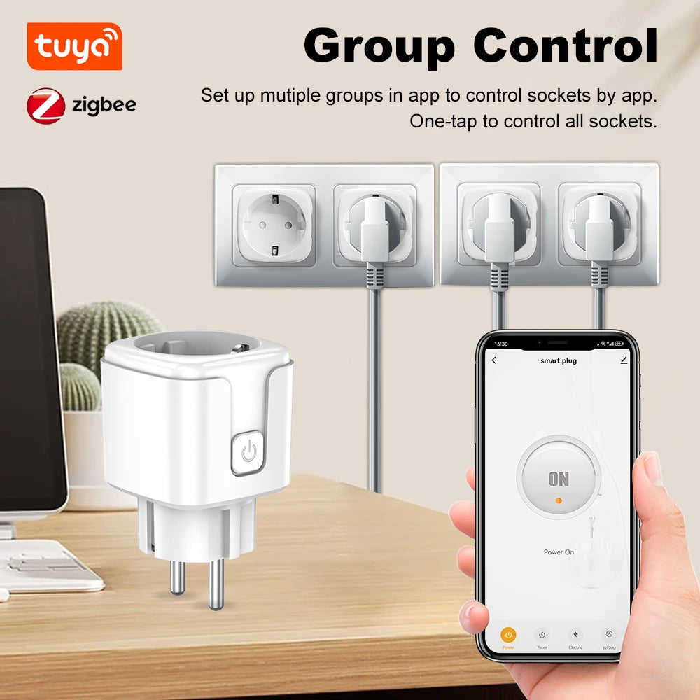 Zigbee2MQTT EU Smart Plug 20A Smart Socket With Power Monitoring Timing Function APP Voice Control Home Assistant
