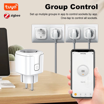 Zigbee2MQTT EU Smart Plug 20A Smart Socket With Power Monitoring Timing Function APP Voice Control Home Assistant
