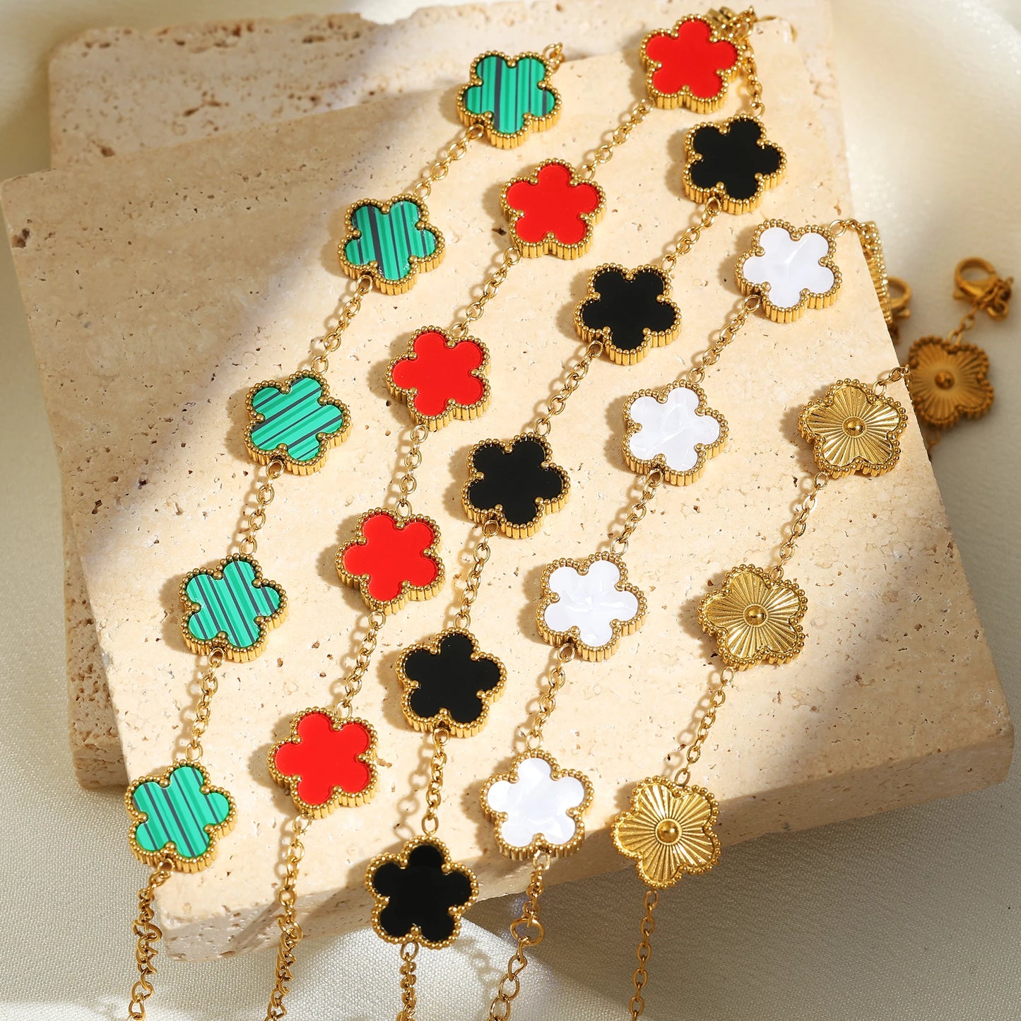 Fashion Flower Stainless Steel Bracelets For Women Trendy Gold Color Metal Bracelet Party Birthday Daily Cute Romantic Jewelry