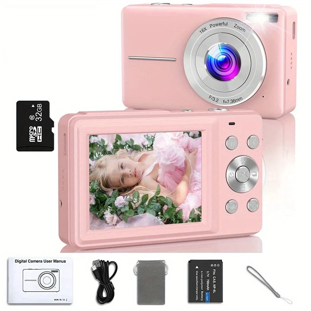 Digital Camera Children Camera for Children Camcorder with 16x Zoom Compact Cameras 1080P 44MP Cameras for Beginner Photography