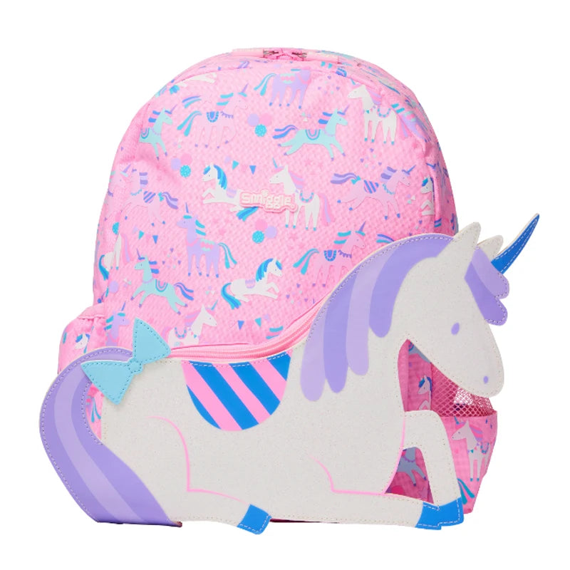 Australian Smiggle Backpack Pink And White Unicorn Student Stationery Backpack Lunch Bag Water Cup Student Gift