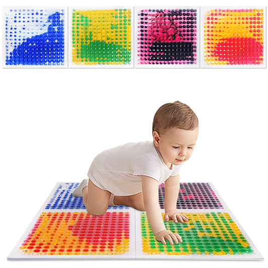 Educational Colorful Sensory Tiles in Daycare - Liquid Sensory Floor Decorative Tiles for Preschoolers 4PCS