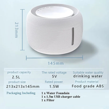 Pet Cat Water Fountain Drinking Smart Sensor Automatic Power Off Feeder Filter Drinker Mute Mini Fountain Cat  Bowl Accessories
