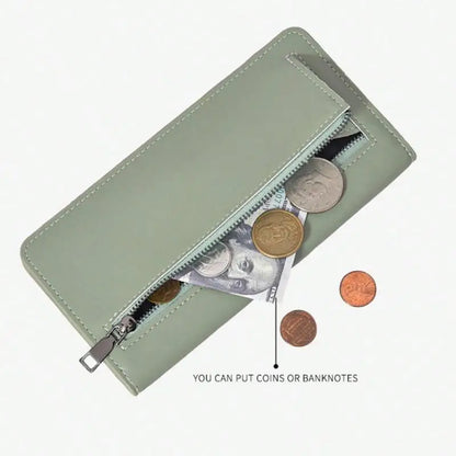 RFID Blocking Ultra-Thin Wallet for Women, Multi-Card Check Credit Card Bag, Multi-functional Zipper Buckle, Long Fashion wallet