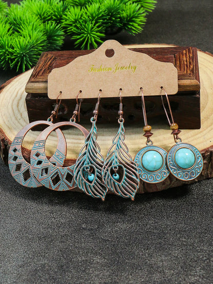 Bohemian style alloy retro handmade tassel weaving dream net ethnic storm Bohemian earrings