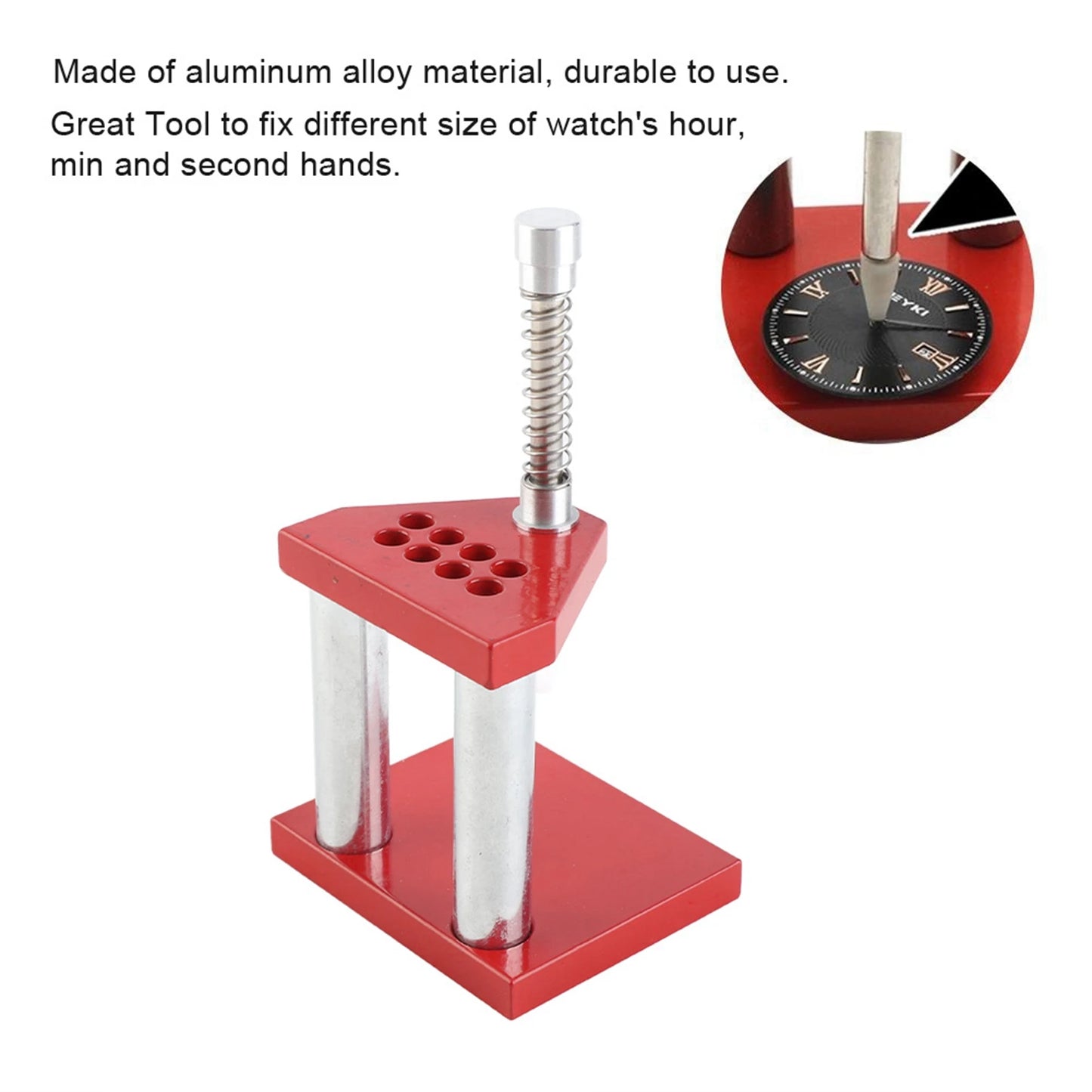 Red Watch Tool Hand Plunger Puller Remover Hand Set Fitter Solid Alloy Steel Watch Repair Tool kit With 10 Plastic Dies