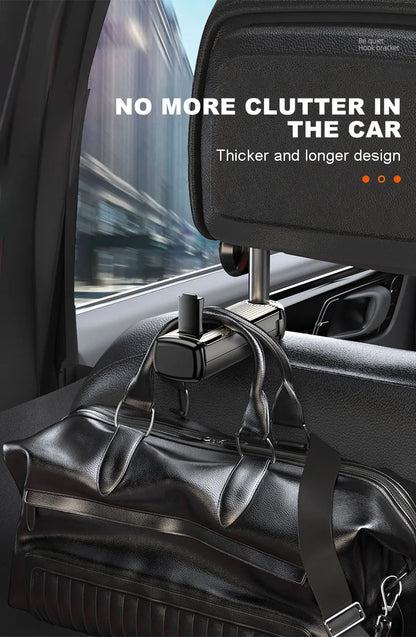 SEAMETAL 2 in 1 Car Seat Back Hook with Phone Holder Stable Headrest Hanging Hook Anti Slip Silicone Pad Hidden Rear Row Hanger