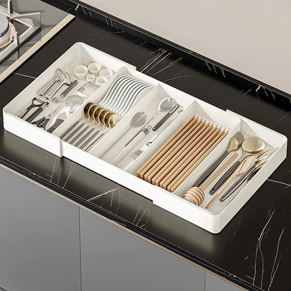 Drawer Organizer, Cutlery Tray for Kitchen Drawer, Expandable Utensil with Compartment, Spoons Forks Knives Cutlery Holder