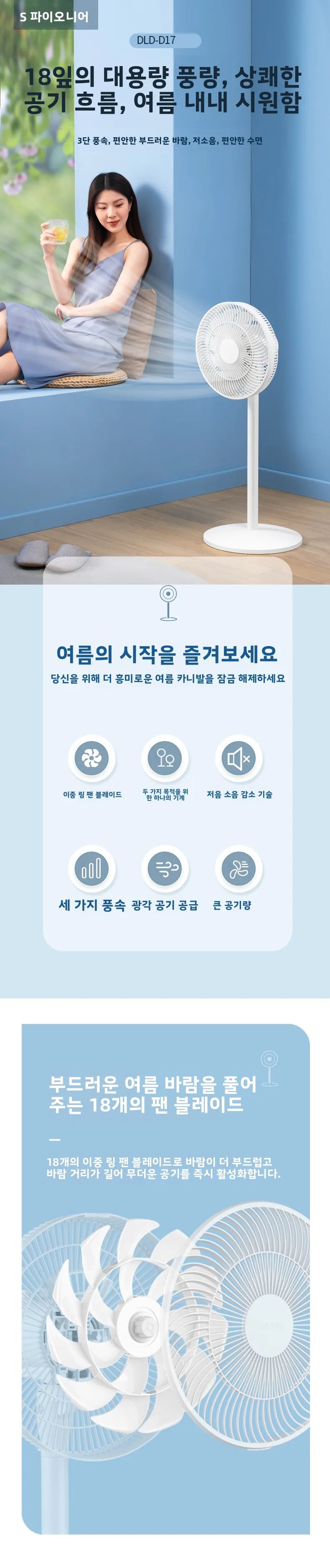 Singfun electric fan 18 Fans Wings Low Noise Strong Air Volume Reclining Desktop Two-Piece Fan