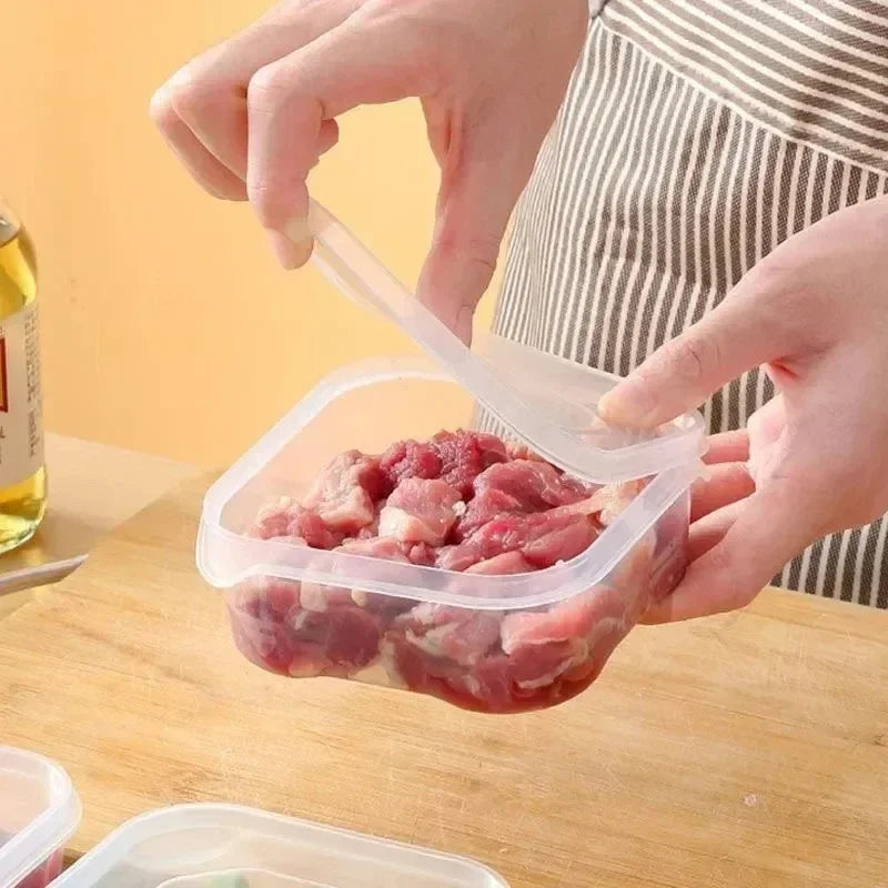 1-8Pcs Clear Food Storage Containers Reusable Food Preservation Boxes for Grains Meat Fruits Vegetables Kitchen Organization