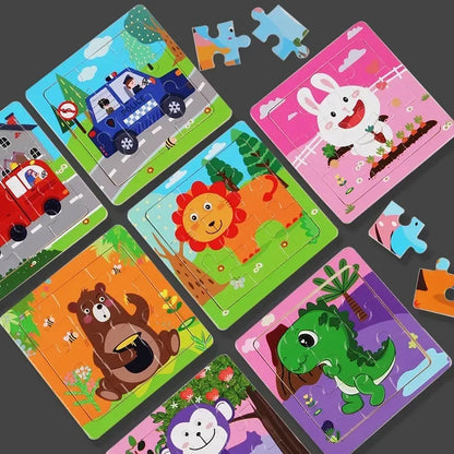 Plane Puzzles Cartoon Animals Wooden Montessori Game Kids Cognitive Jigsaw Puzzle Baby-Toy Educational Toys for Children Toddler
