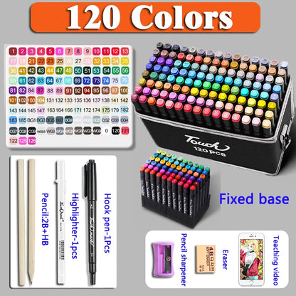 24-168 Color Alcohol Double-ended Oily Marker Painting Art Set Office Culture and Educational Supplies