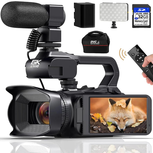 6K Professional Video Cameras for Photography 64MP Ultra HD 18X Digital Zoom Camcorders YouTube Live Streaming Vlog Recorder