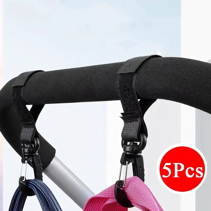 2/5pcs Organizer Diaper Bag Shopping Pram Hook Buckle Stroller Hanger Stroller Hooks Buckles Clip Aluminum Alloy Carabiner Cart