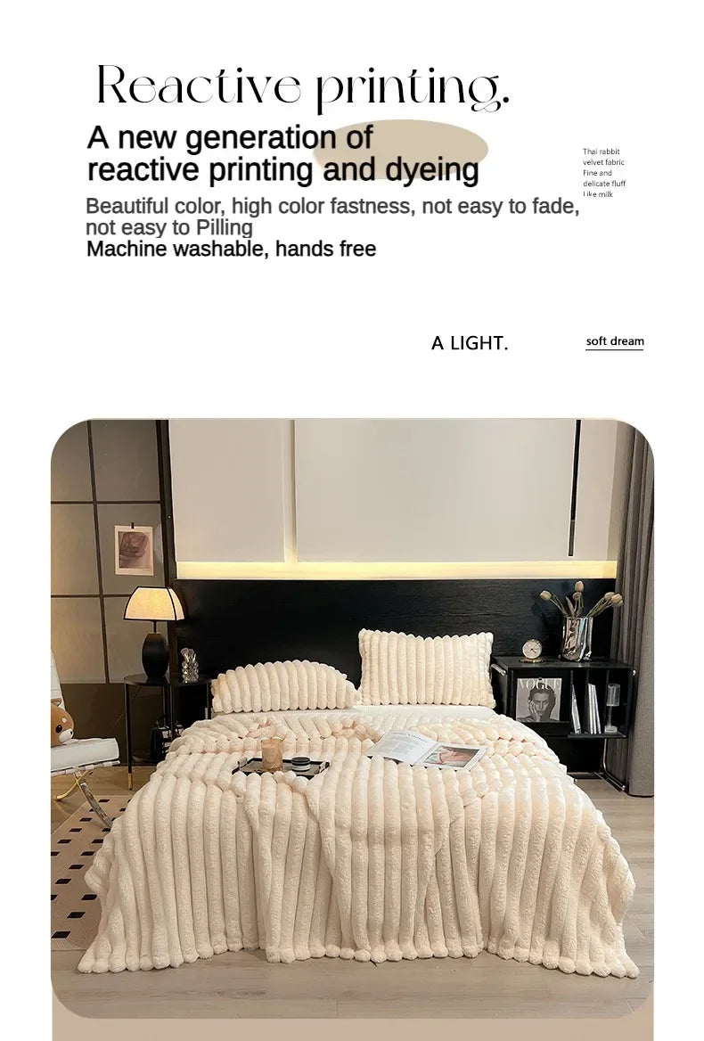 Solid Color Thickened Wide Striped Multifunctional Blanket Can Be Used As Bed Sheet Cover Blanket， Nap Blanket， Pet Blanket