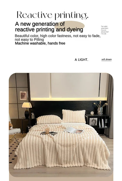 Solid Color Thickened Wide Striped Multifunctional Blanket Can Be Used As Bed Sheet Cover Blanket， Nap Blanket， Pet Blanket