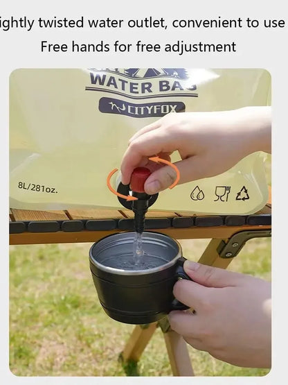 Outdoor Water Storage Bag 8L With Faucet Valve Travel Camping Food Grade Large Capacity Portable Foldable Plastic Water Bag