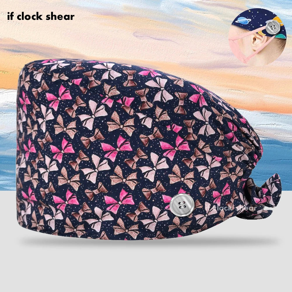 Printing Clinic Pharmacy Work Hat Dentistry Operating Room Doctor Scrubs Hats Adjustable Medical Nurse Accessories Surgical Caps