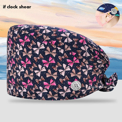 Printing Clinic Pharmacy Work Hat Dentistry Operating Room Doctor Scrubs Hats Adjustable Medical Nurse Accessories Surgical Caps