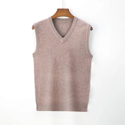 2025 New Men's Autumn High-end Sweater Vest V-neck Warm Knit Sleeveness Tank  Mens Clothes Pullover Tops