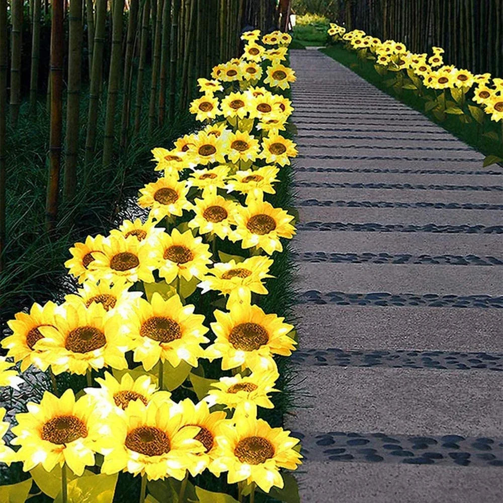 Simulated Outdoor Solar Sunflowers Smart Sense Garden Lights Yard Wedding Thanksgiving Decor Light Waterproof LED Lawn Light