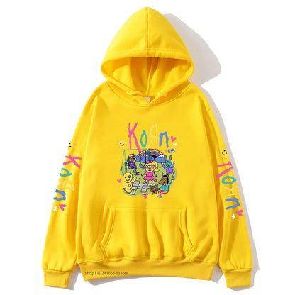 Cartoon Graphic Korn Hoodies Kawaii Music Band Print Sweatshirts Mens Clothes Winter Casual Fleece Streetwear Women Unisex Tops