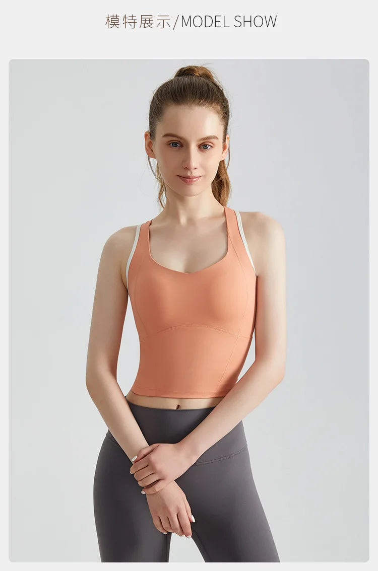 Sports Bra for Women, Shock-absorbing High-strength Breast Pad Integrated External Fitness Vest for Women