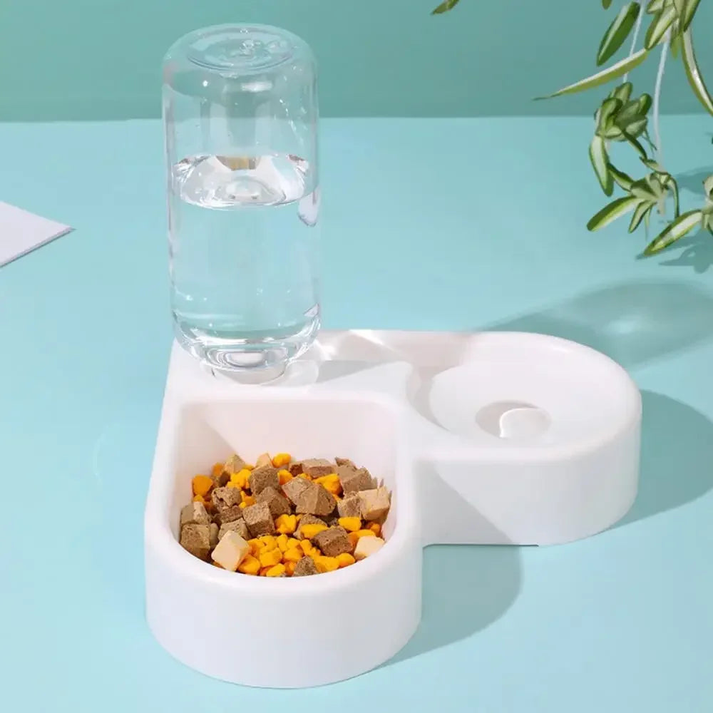 Automatic Water Bowl Feeder with Dispenser - Corner Pet Food Dish Moisture-Proof Drinking & Feeding Bowl for Dogs and Cats