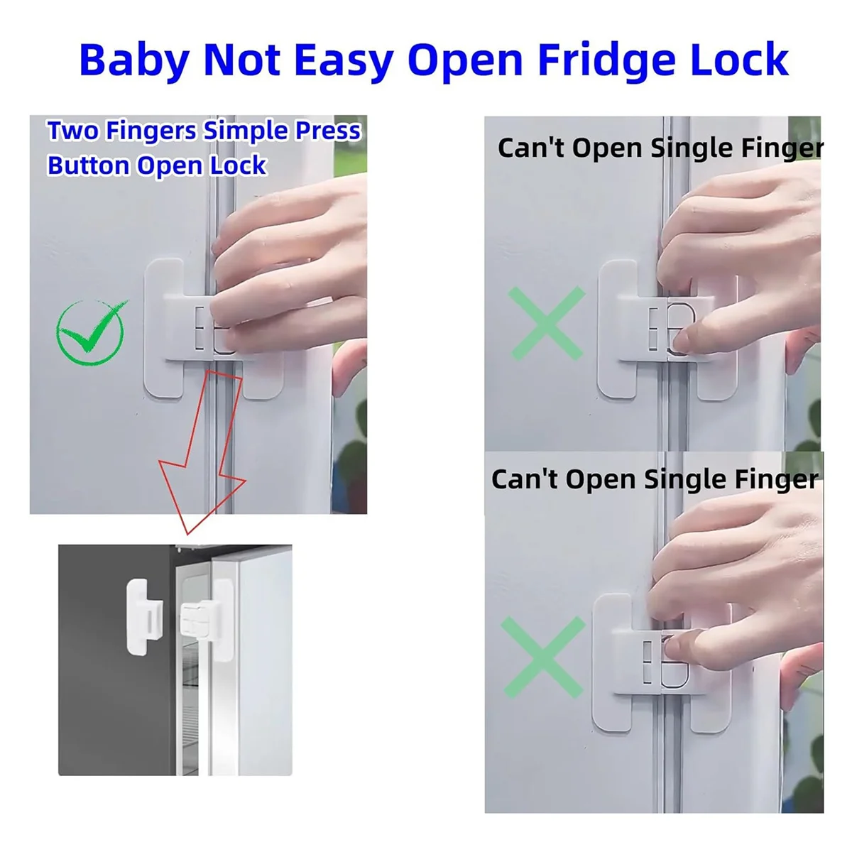 Fridge Lock, Refrigerator Lock for Kids, Cabinet Locks for Babies, Child Drawer Locks, Freezer Door Lock for Proof 4PcsB84B