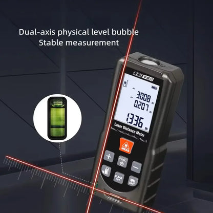 Laser Measuring Tool 328ft/100m, Red Light Laser Tape Measure with Angle Sensor, Pythagorean, Distance, Area, Volume Measuring