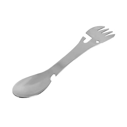 Multi-functional Outdoor Survival Tools 5 in 1 Camping Hiking Gear Practical Fork Knife Stainless Steel Spoon & Bottle Opener