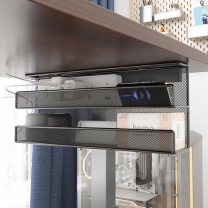 Iron Cable Manager Under The Desk Cable Management Rack No Hole Wire Organizing Box Plug Plug Board Storage Fixed Shelf