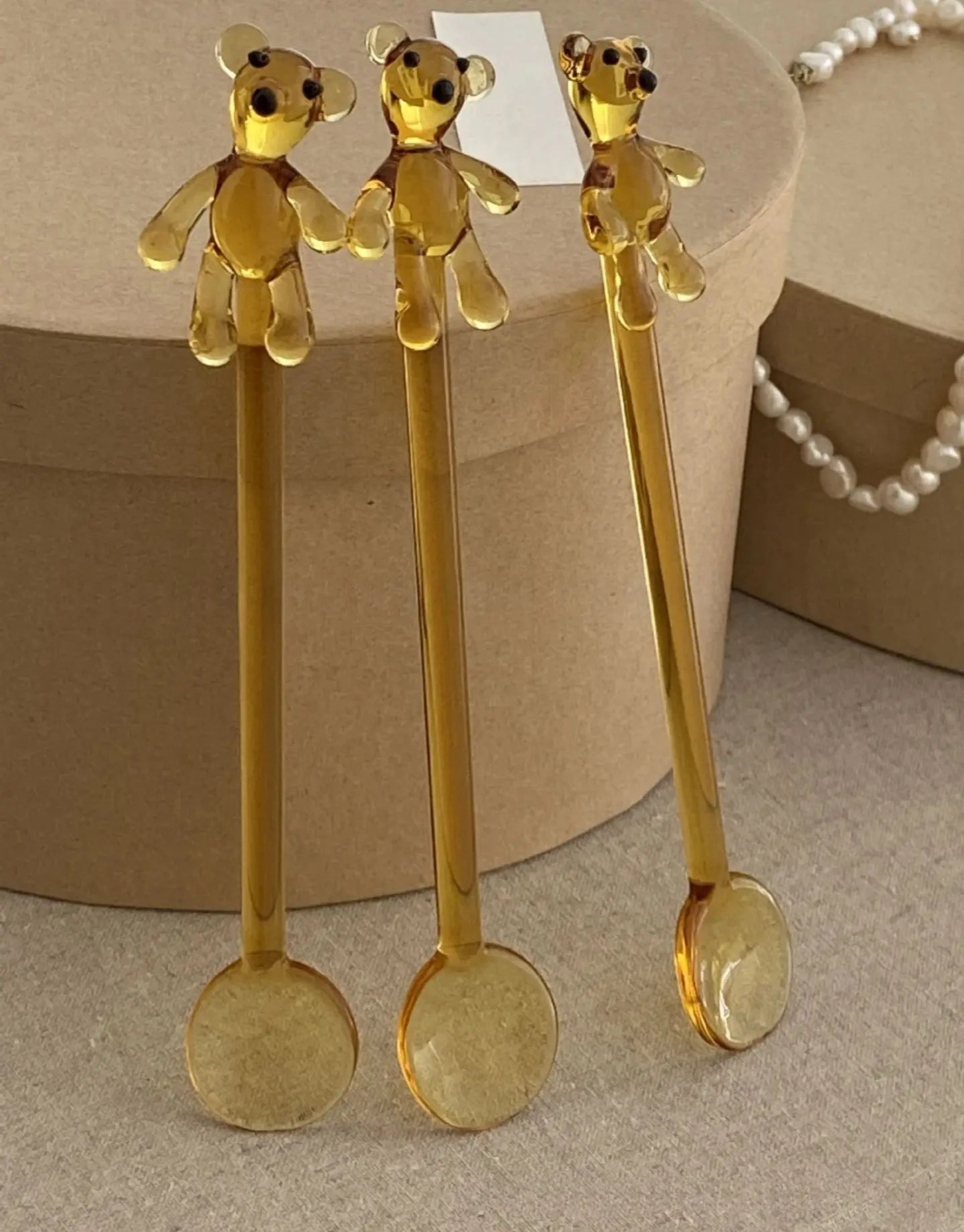 Calla Lily Animals Cartoon Bear Glass Spoon Dessert Spoon Coffee Glass Stir Spoon  Long Handle Spoon Yogurt Spoon