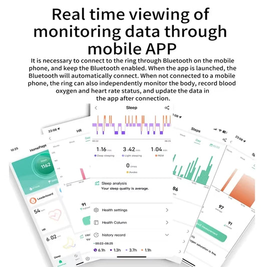 Smart Ring For Women Men Health Tracker Heart Rate Blood Oxygen Monitor Multi Sports Sleep Fitness 5ATM Waterproof Smartring