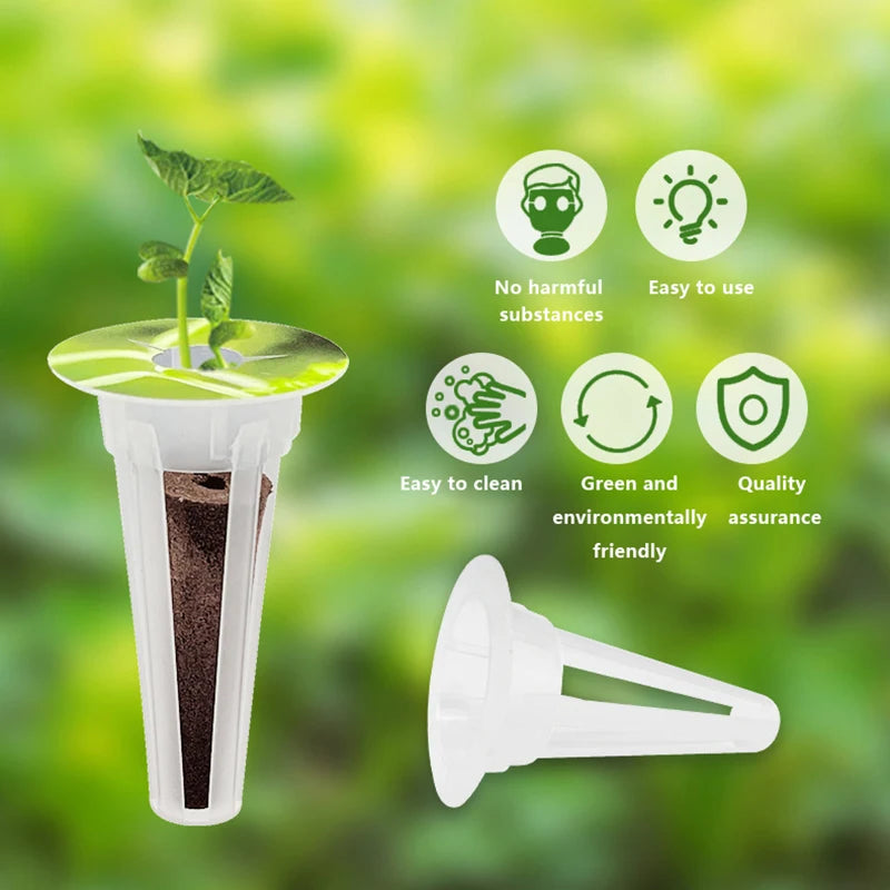 40Pcs Hydroponic Garden Accessories Pod Kit Including Grow Baskets Transparent Insulation Lids Plant Grow Sponges Labels