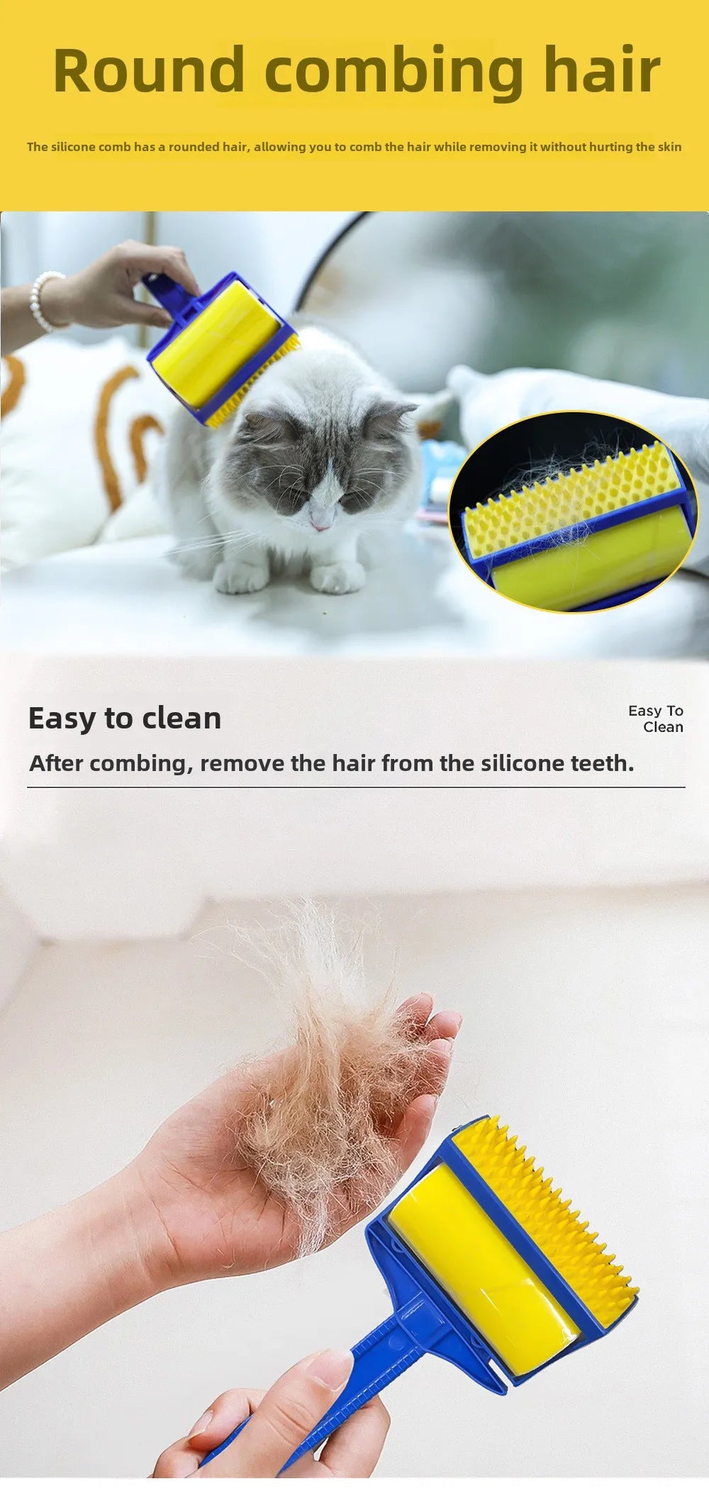Reusable Lint Remover Washable Silicone Dust Wiper Cat Dog Comb Tool Pet Hair Remover Cleaning Brush Tools Sticky Roller Brush