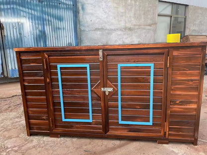 2TOE kindergarten outdoor preservative wood storage cabinet locker waterproof mildew-proof carbonized wood cabinet school wooden