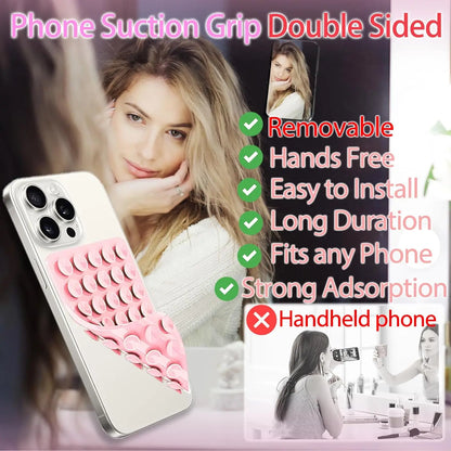 Double-Sided Suction Cup Phone Mount, Silicone Suction Phone Case Adhesive Sticky Phone Grip Hands-Free Phone Grip Phone Stand
