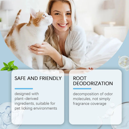 Long Lasting Pet Odor Eliminator Spray Destroys Urine Odors for Cats Dogs Scent Retention Formula Freshens Litter Boxes Beds